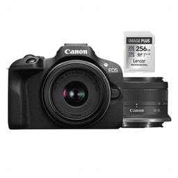Canon EOS R100 + RF-S 18-45mm IS STM + Lexar 256 GB SD-kaart