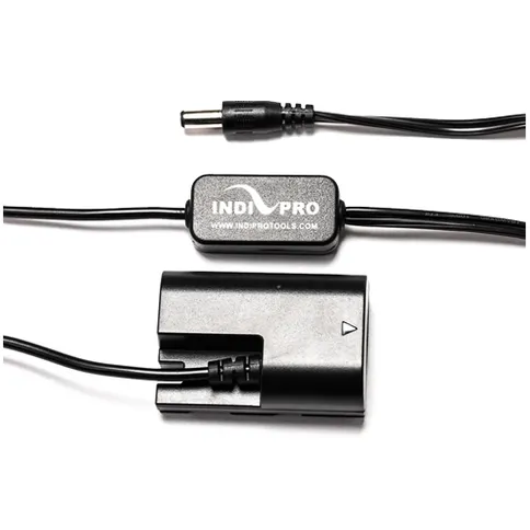 IndiPro_2punt5mm_DCPowerCable_Regulated_CanonLPE6_DummyBattery24inch.jpg