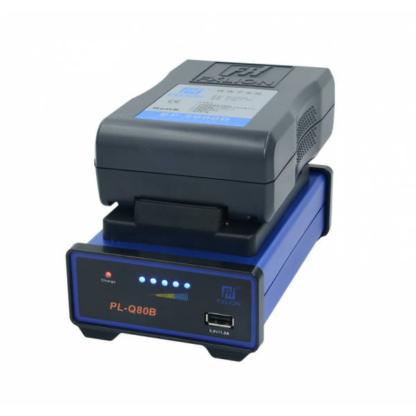 FXlion FX-PLQ80B V-Mount chargeur rapide mono (avec sortie USB)