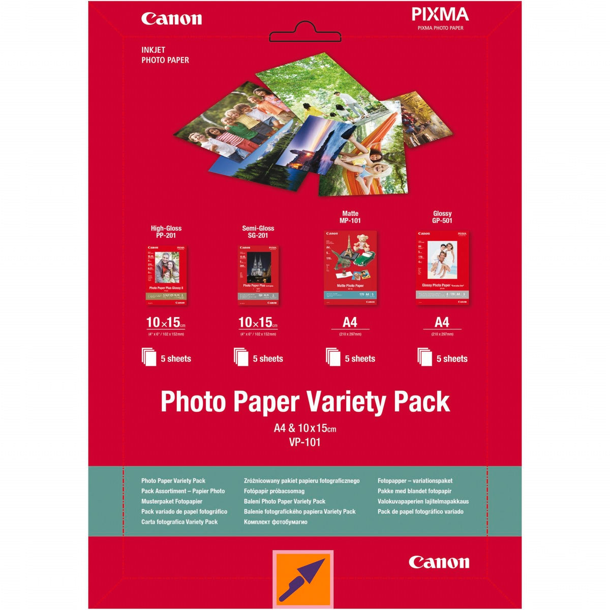 Canon VP-101 Photo Papier Variety Pack A4 et 10x15cm 4x5 feuilles