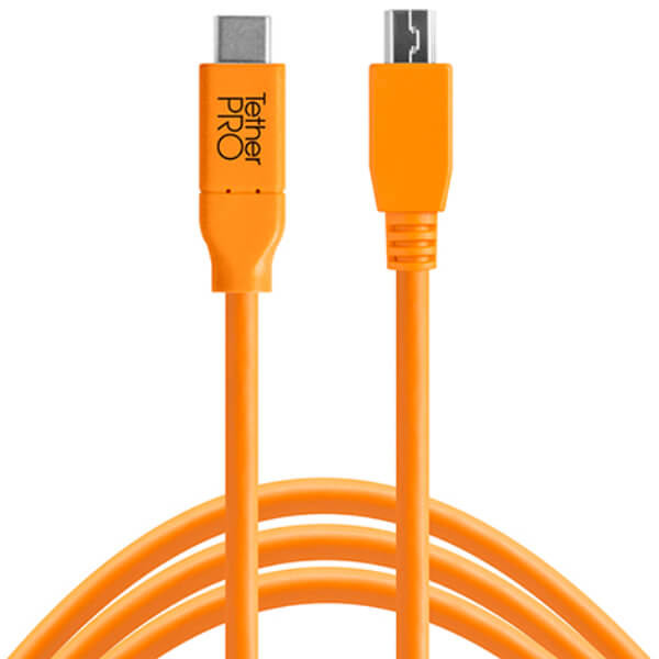 TetherTools TetherPro USB-C to Mini-B 5-Pin 4.6m Orange
