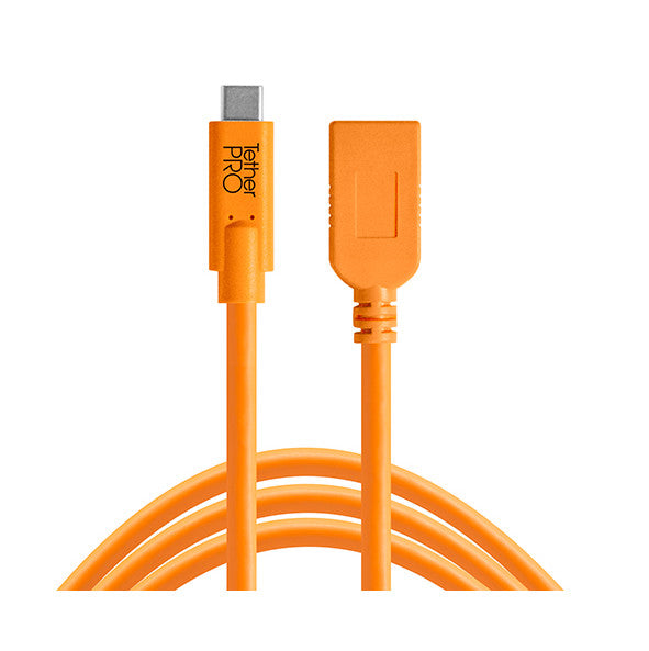 Tether Tools TetherPro USB-C zu USB Female Adapter (Extender) 4,6m orange