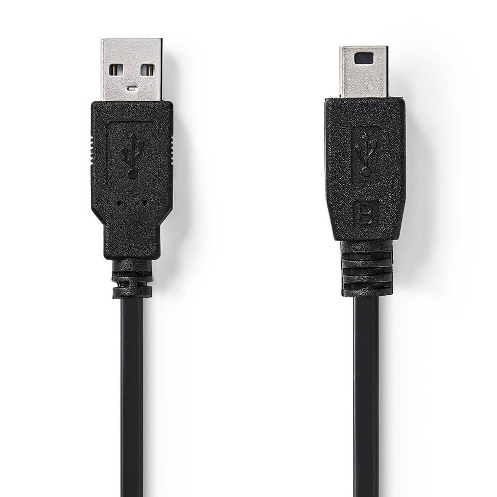 Nedis USB-A Mâle Câble USB 2.0 - USB Mini-B 5 broches mâle 2 m Noir