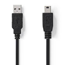 Nedis USB-A Mâle Câble USB 2.0 - USB Mini-B 5 broches mâle 2 m Noir