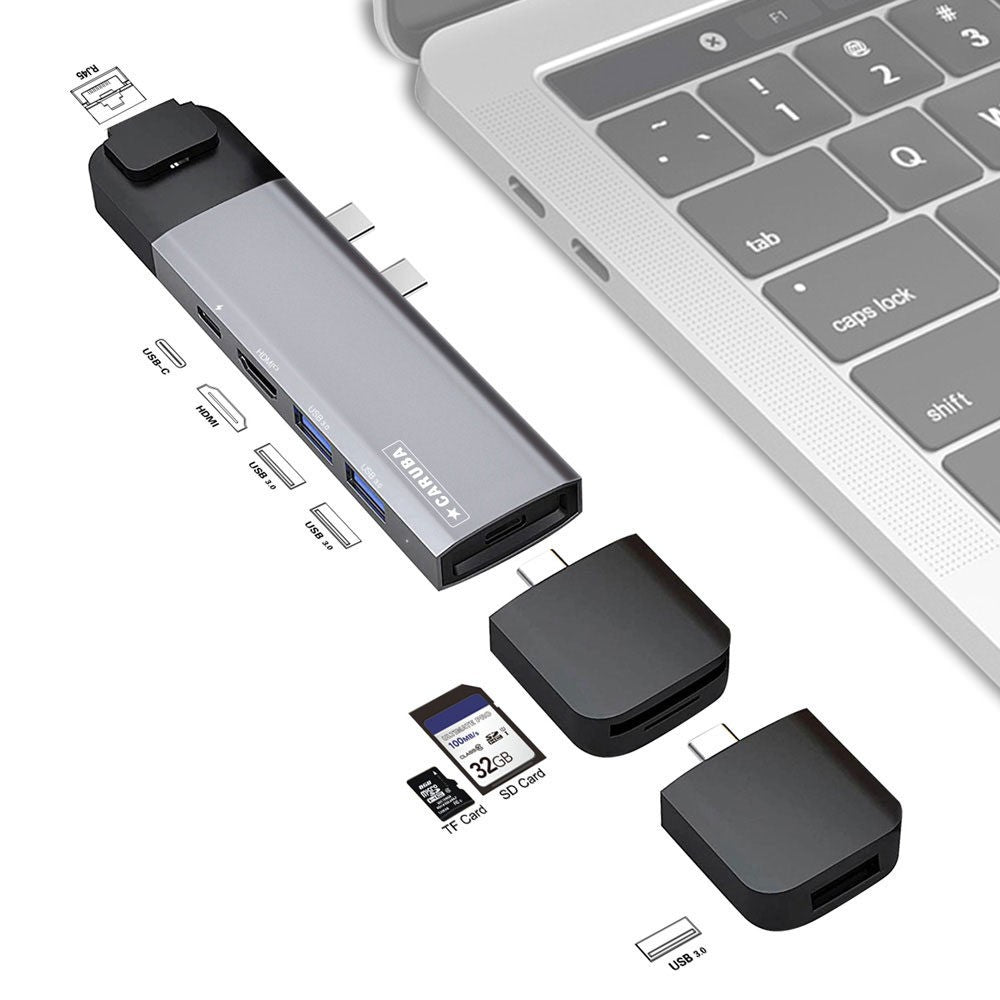 Caruba Multi-Functional 9-in-1 USB-C Hub Gris Sidéral