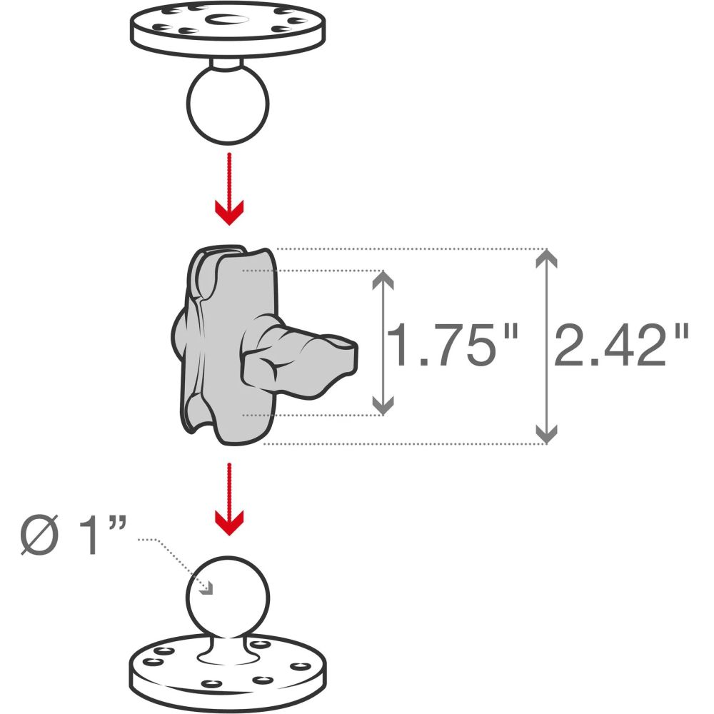 Ram Mounts Supports Ram Mounts bras à double rotule B boule A longueur