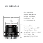 TTartisan 35mm f/1.4 M43 - Micro Four Third