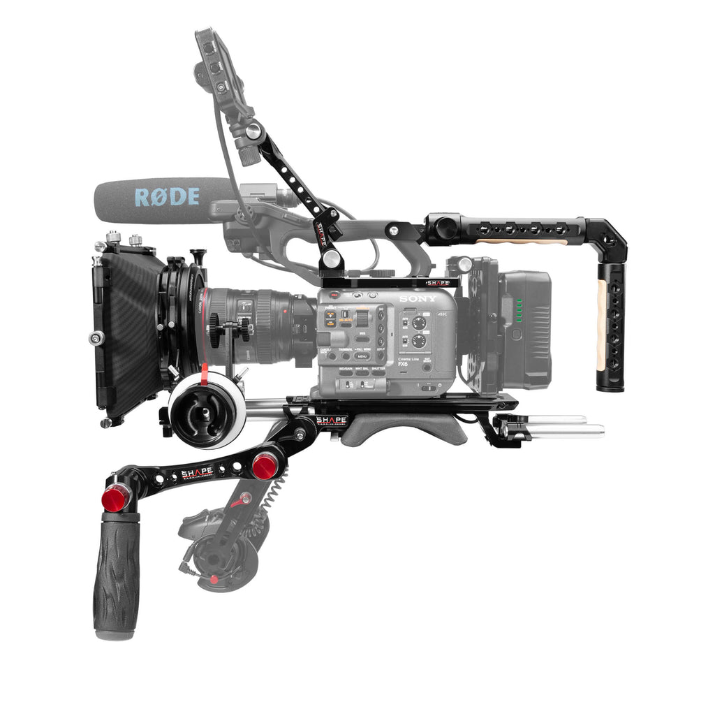 Shape Sony FX6 baseplate, top plate, controller top handle,VF. Mount, matte box, follow focus pro