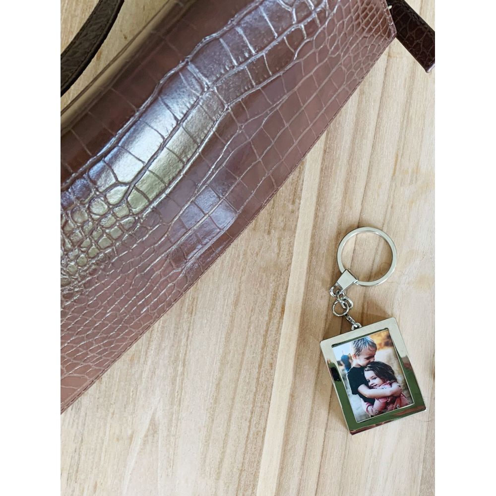 Deknudt Foto-Schlüsselanhänger mit Token für Einkaufswagen in Silber S59NC1