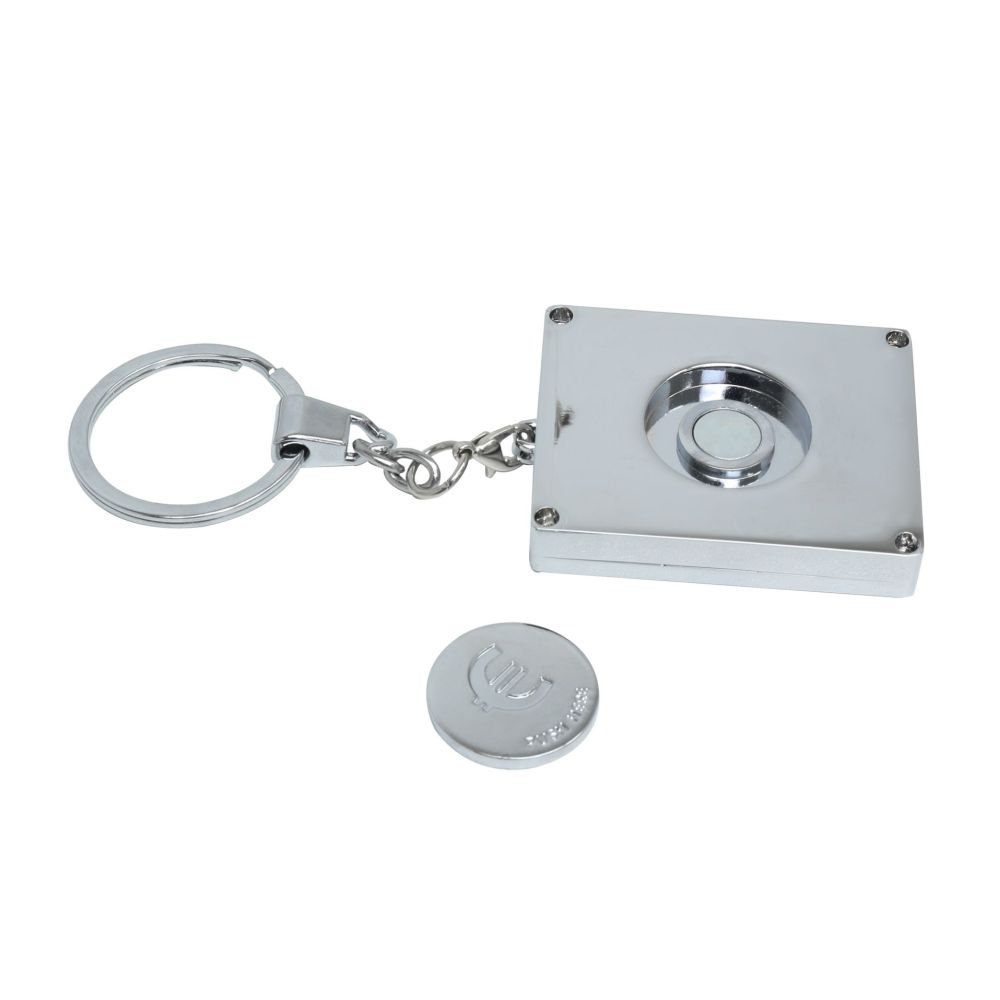Deknudt Foto-Schlüsselanhänger mit Token für Einkaufswagen in Silber S59NC1