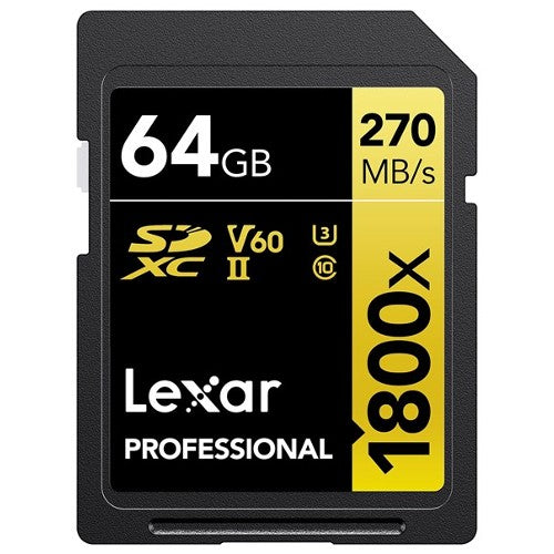 Lexar Professional SDXC 64 Go BL 1800x UHS-II V60 Doré