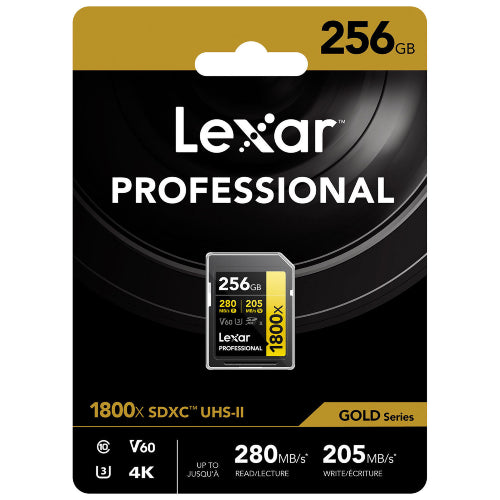 Lexar Professional Or Carte SD UHS-II - R280/W205 MB/s - 256GB - V60