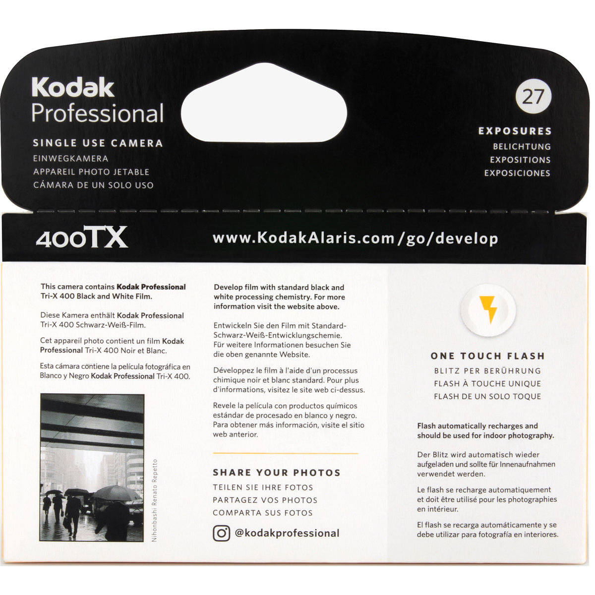Kodak Professional Tri-X B&W 400 27 Exp Single Use Kamera