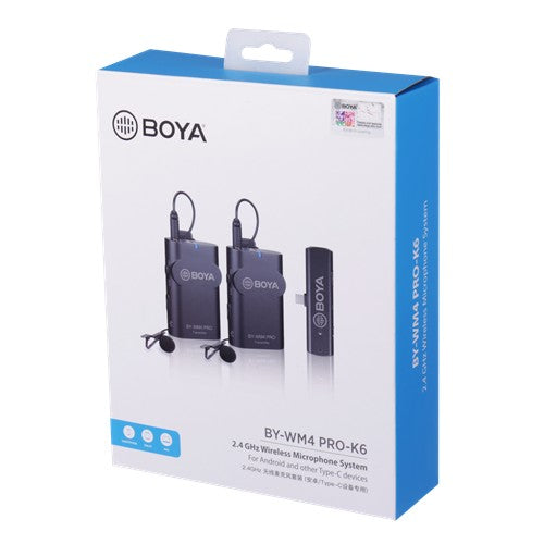 Boya Eigenschaften des drahtlosen 2,4-GHz-Duo-Lavalier-Mikrofons BY-WM4 Pro-K6 für Android