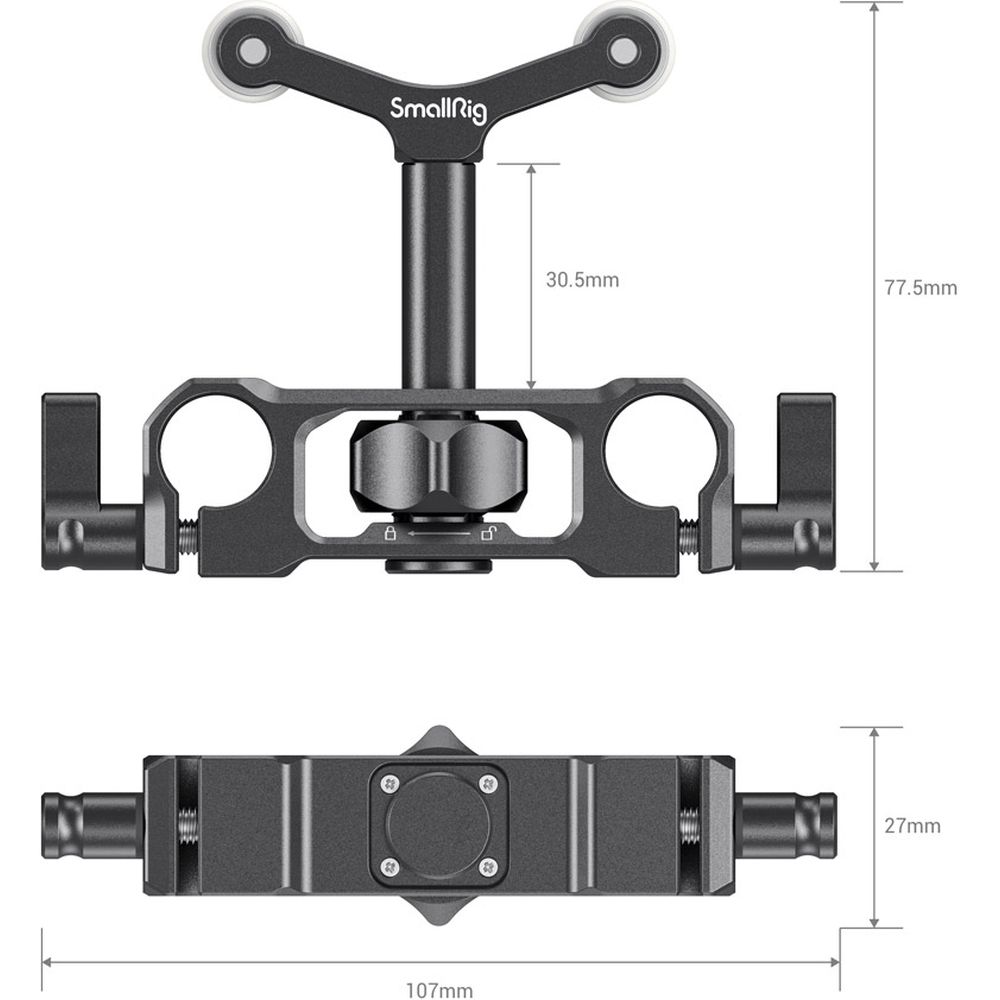 SmallRig 2727 universelle 15mm LWS Stangenhalterung für Objektive