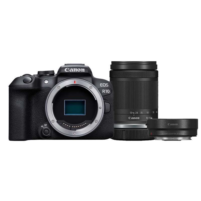 Canon EOS R10 boîtier + RF-S 18-150mm f/3.5-6.3 IS STM + adaptateur EF - RF
