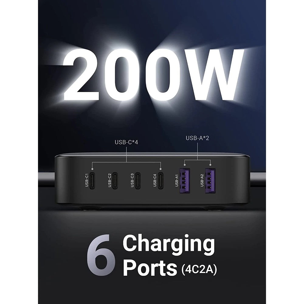 Ugreen 40914 GaN 200W Chargeur de bureau (6 ports)