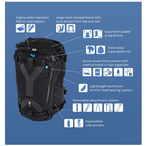 NYA-EVO Fjord 60-C Adventure, Kamerarucksack aus ECONYL, Mitternachtsblau