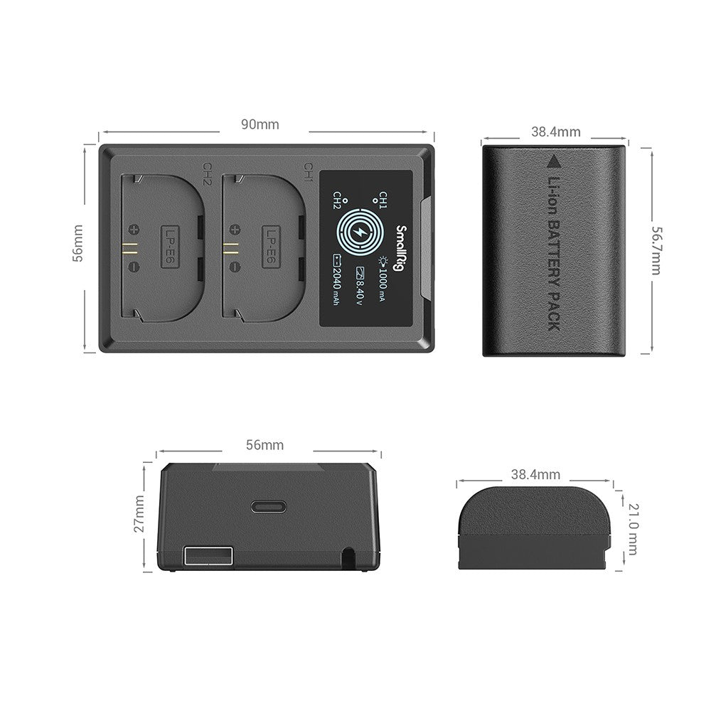 SmallRig LP-E6NH Appareil Photo Batterie et Chargeur Kit 3821