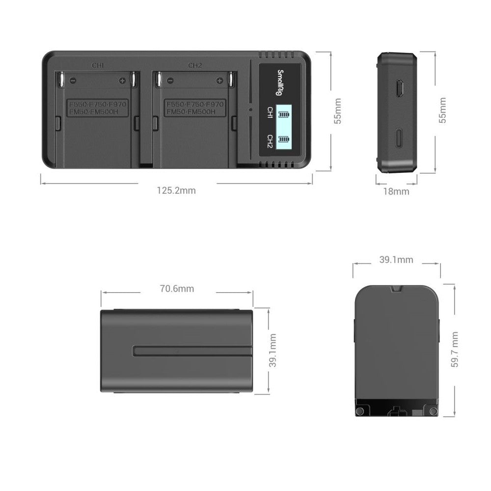 SmallRig NP-F970 Batterie et Chargeur Kit 3823