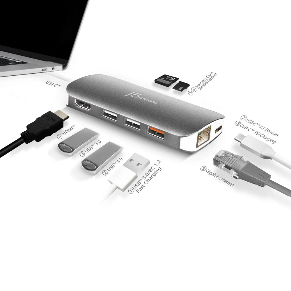 j5create USB-C Multi Adaptateur (9 fonctions en 1)