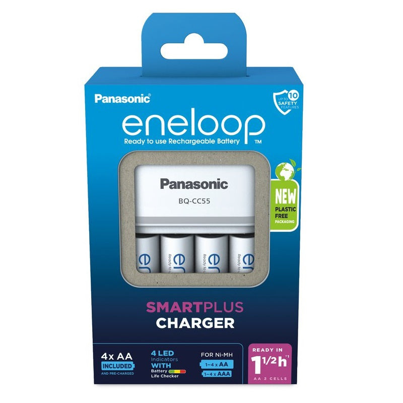 Panasonic Eneloop Ladegerät CC55 + 4x AA 2000mAh