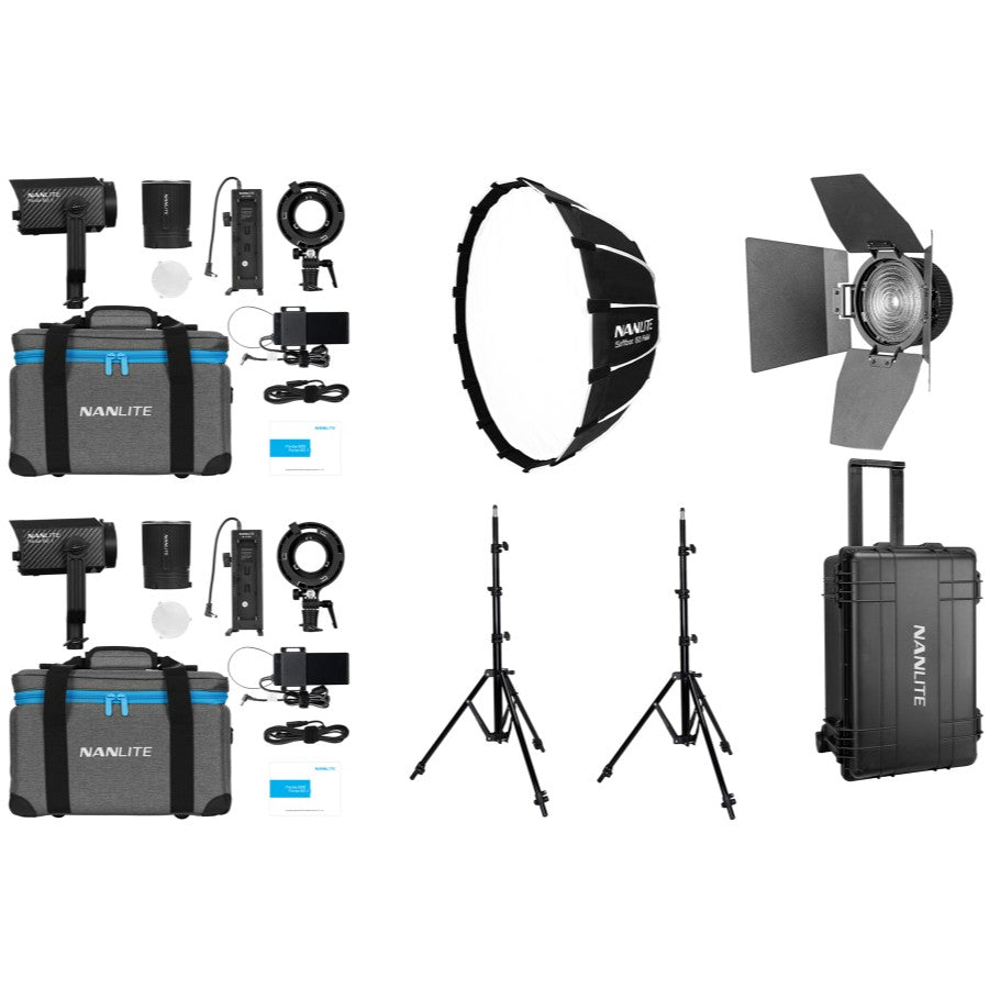 Nanlite Forza 60 II LED Dual Kit (mit Gehäuse, Stativ, Fresnel und Softbox)