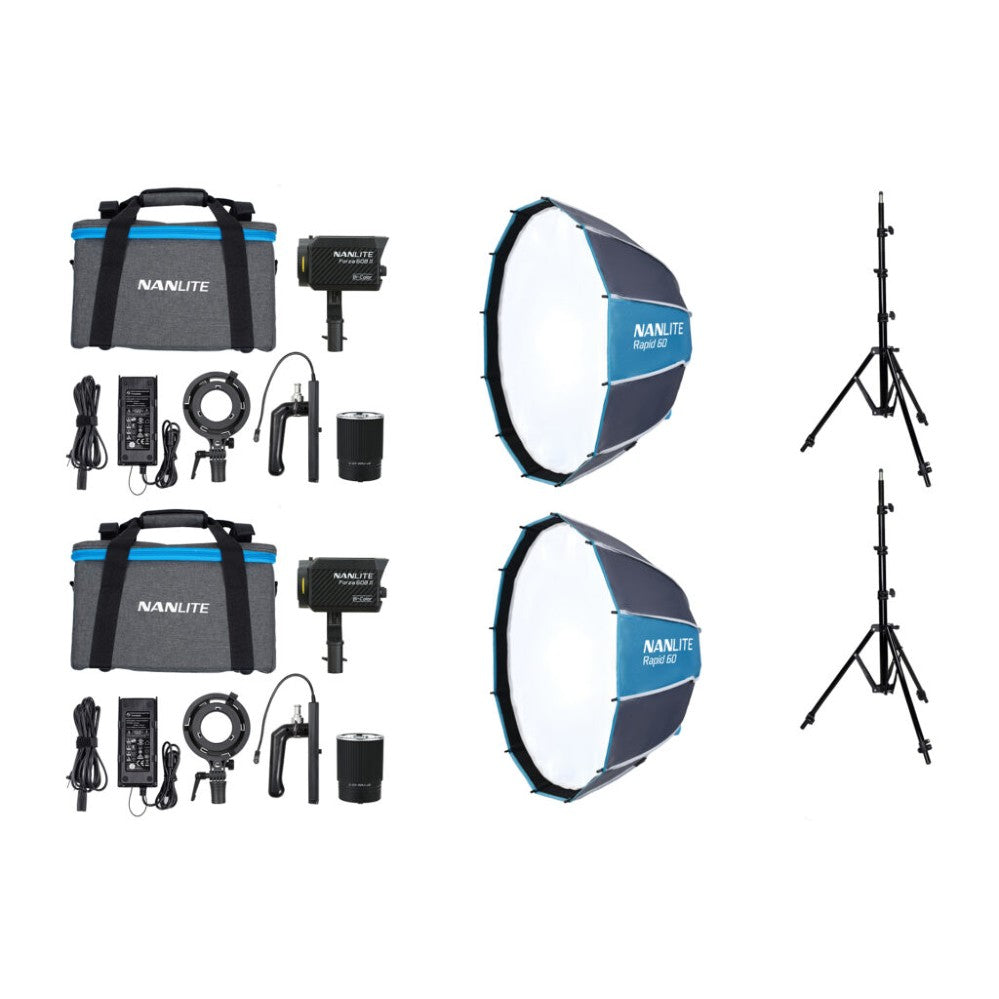 Nanlite Forza 60B II Bi-color LED dual kit (mit Lichtstativ und Softbox)