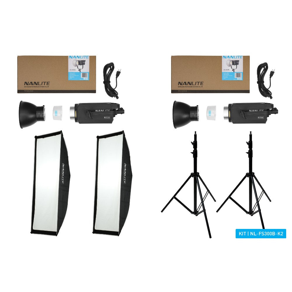 Nanlite Kit double LED bicolore FS300B (avec support d'éclairage et softbox)