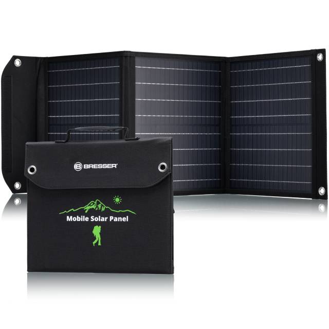 BRESSER Mobiles Solarladegerät 40 Watt mit USB- und DC-Anschluss