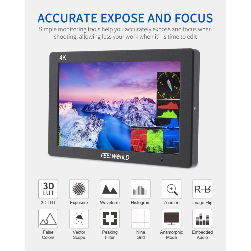 Feelworld T7 PLUS 7'' 4K Moniteur HDMI aluminium