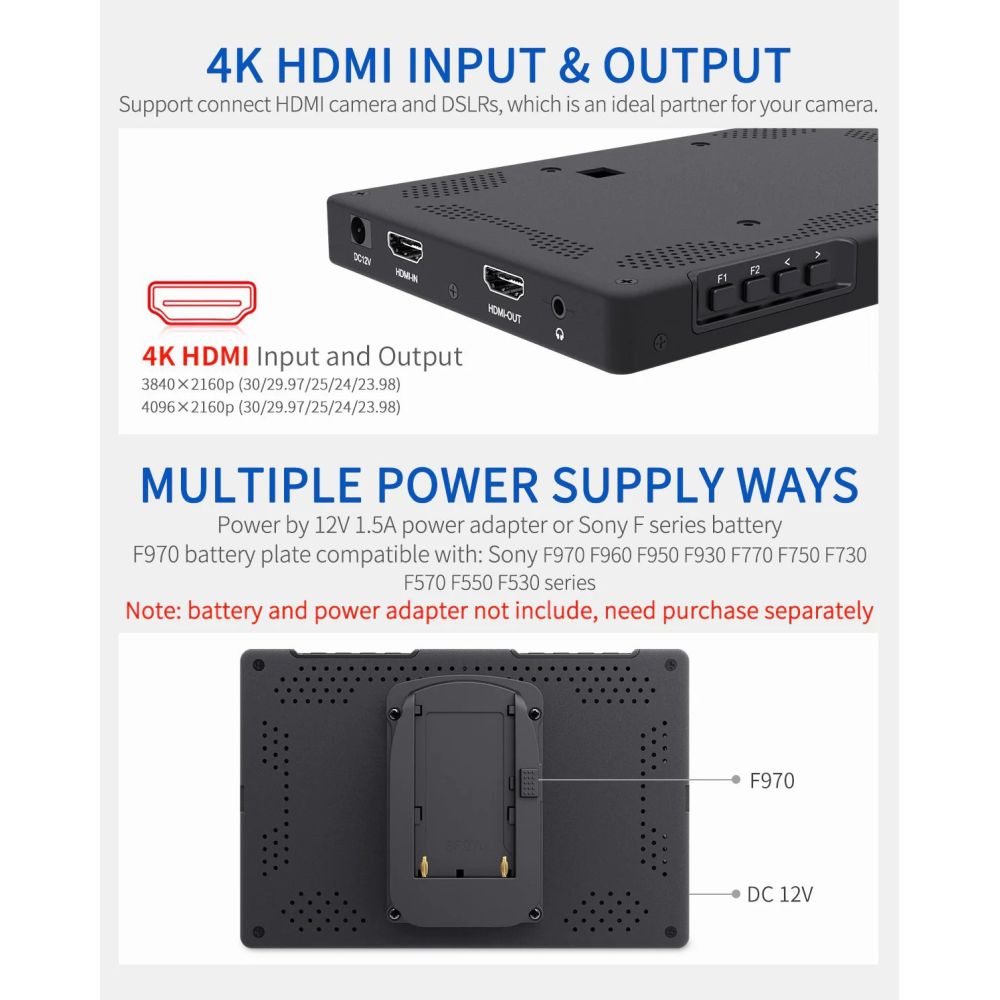 Feelworld T7 PLUS 7'' 4K Moniteur HDMI aluminium