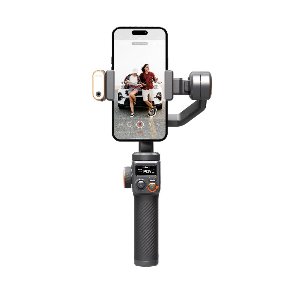 Hohem Nacelle pour smartphone Pro 3 axes avec lumière magnétique avec fonction de suivi AI