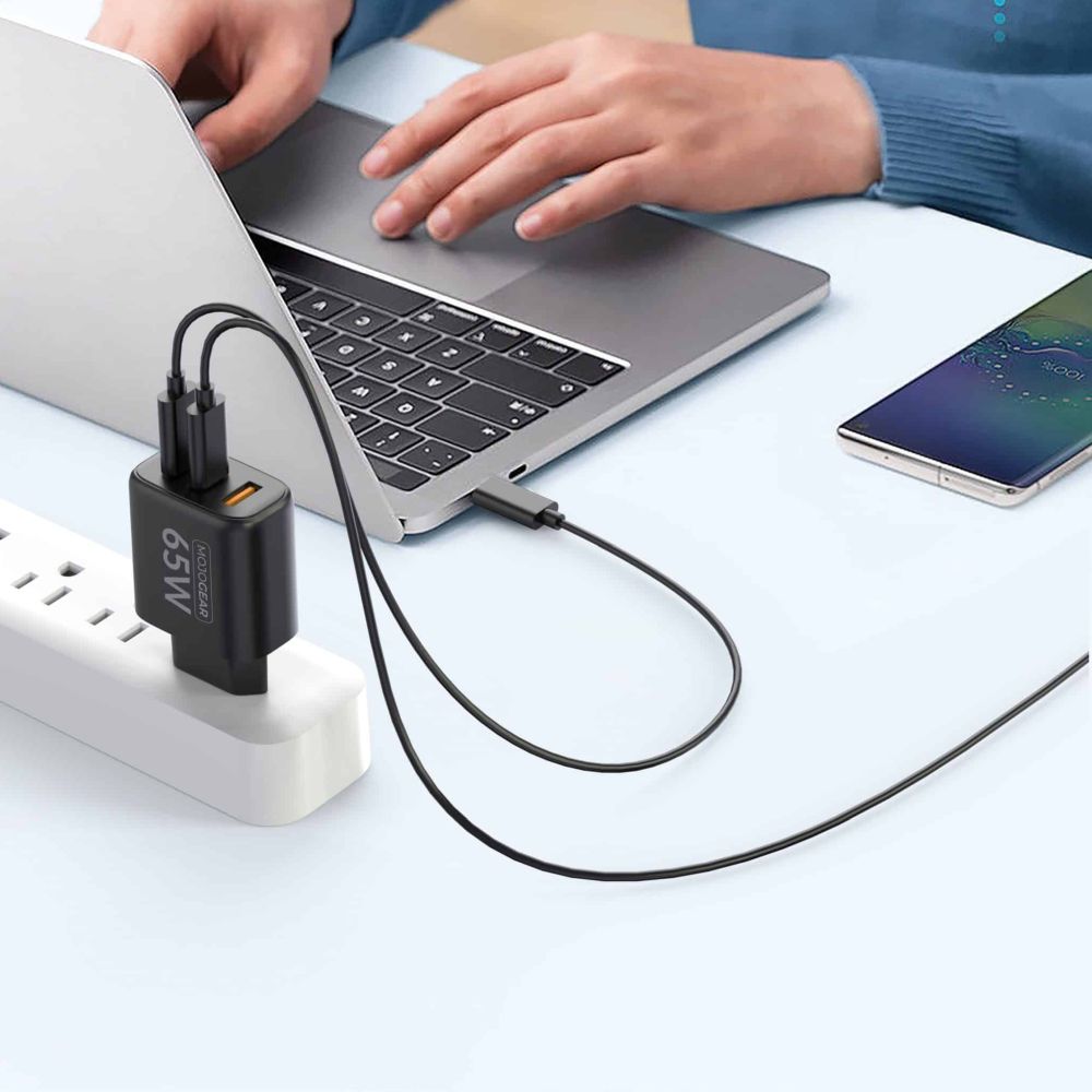 MOJOGEAR Chargeur USB 65W 2x USB-C / 1x port USB
