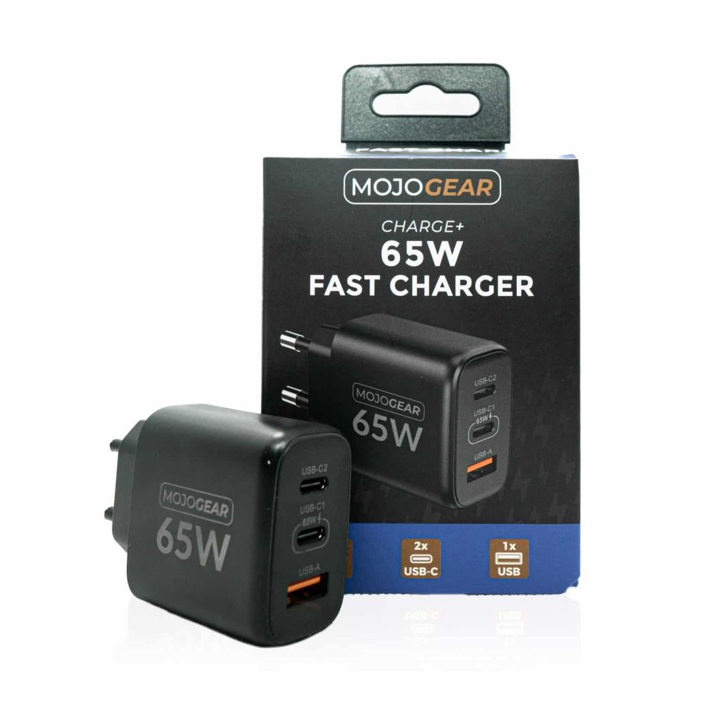 MOJOGEAR Chargeur USB 65W 2x USB-C / 1x port USB