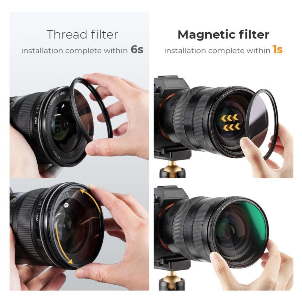 K&F Concept Magnetic 1/4 Black Mist Nano-X Filter incl Adapter Ring and Lens Cap 62mm