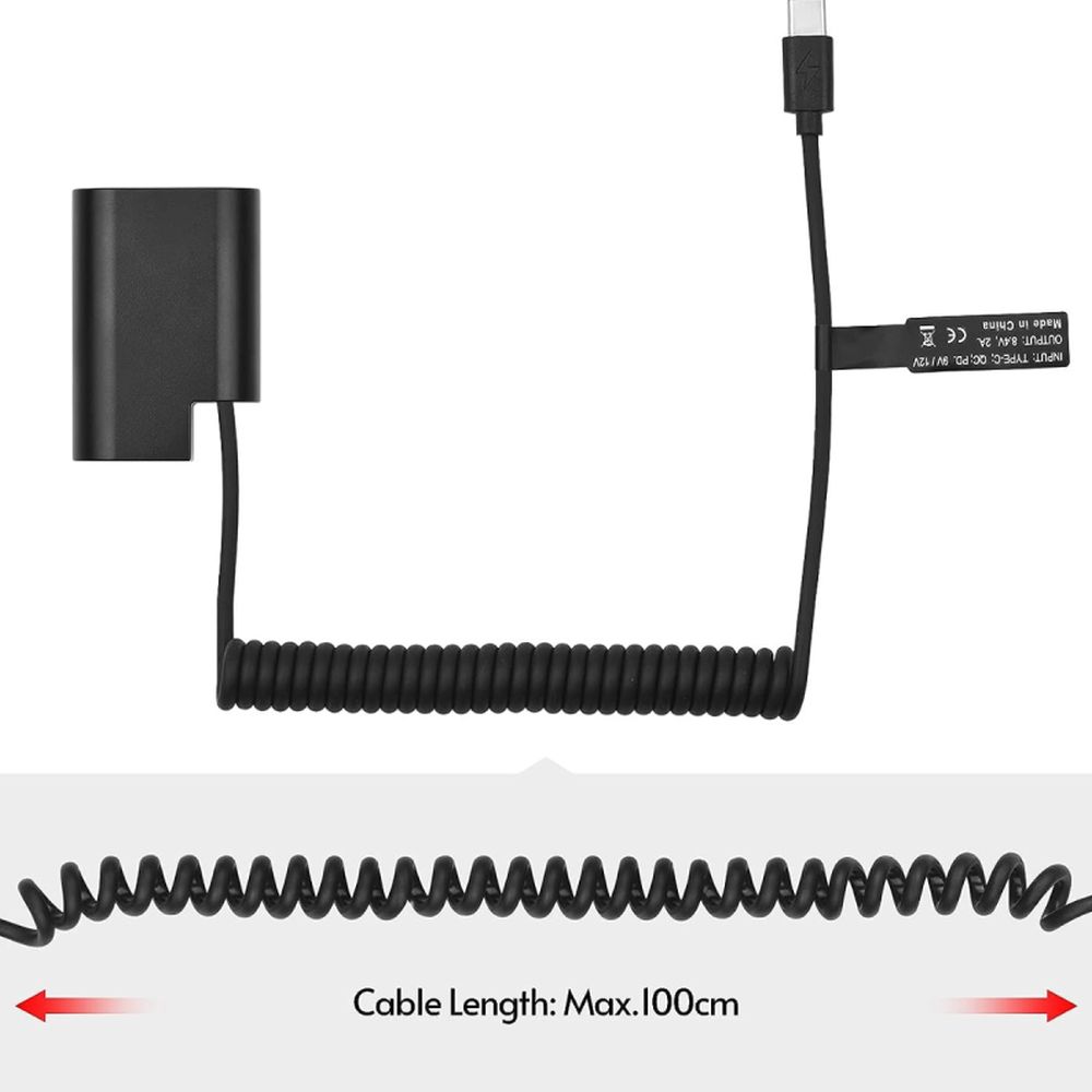 Caruba PD-DCC12 Panasonic DMW-BLF19 Dummy-Akku, USB-Typ-C-Spiralkabel