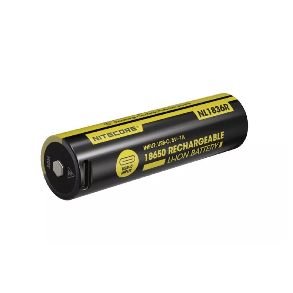 Nitecore NL1836R Batterie Rechargeable Li-ion avec Port de Charge USB-C Intégré, 3,6V, 3600 mAh.