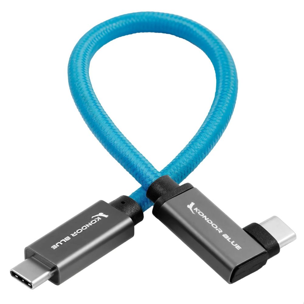Kondor Blue USB C auf USB C High Speed Kabel für Samsung T5 T7 SSD - gewinkelt