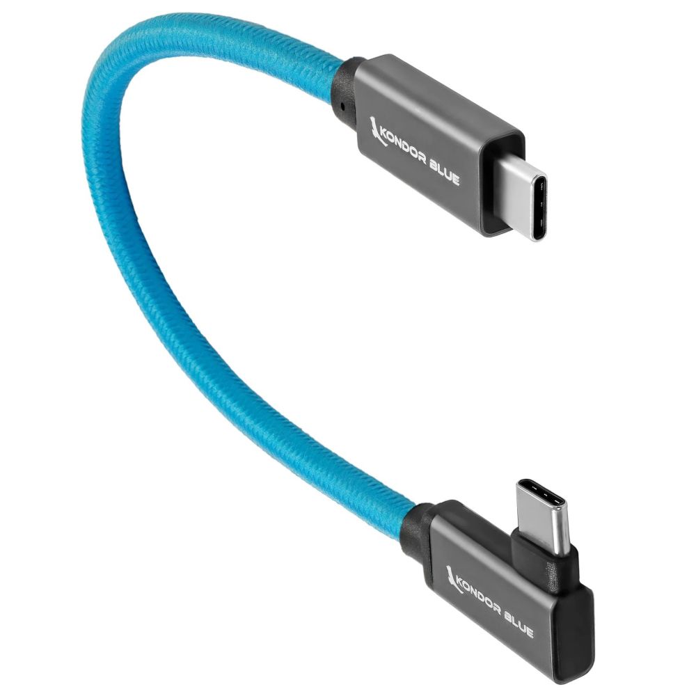 Kondor Blue USB C auf USB C High Speed Kabel für Samsung T5 T7 SSD - gewinkelt