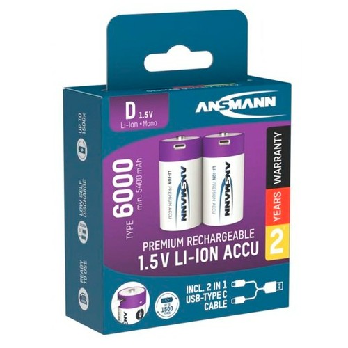 Ansmann Mono D 6000 Typ USB-C 2er-Pack (5400mAh)