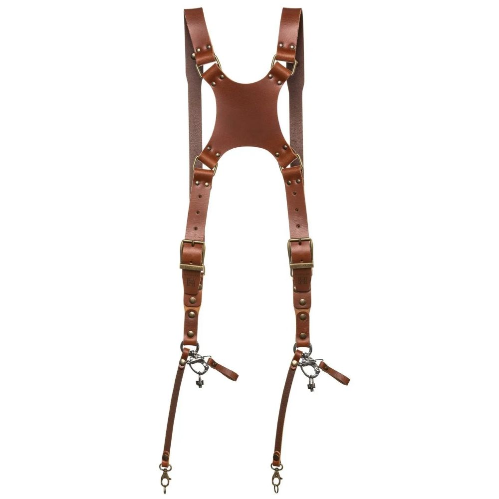 The Hantler Dual Harnais appareil photo Cognac / Brass, Large