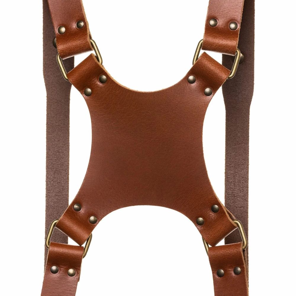 The Hantler Dual Harnais appareil photo Cognac / Brass, Large