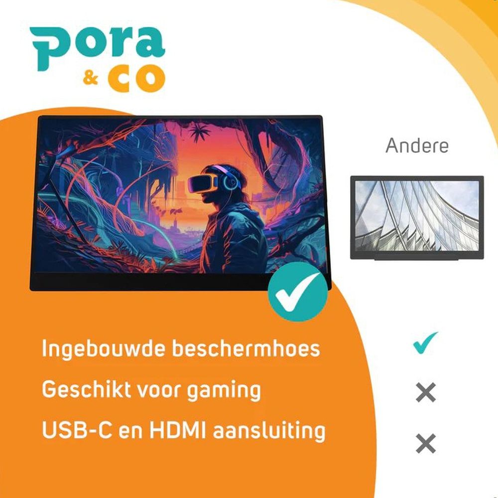 Pora&Co Tragbarer Monitor 18,5 Zoll