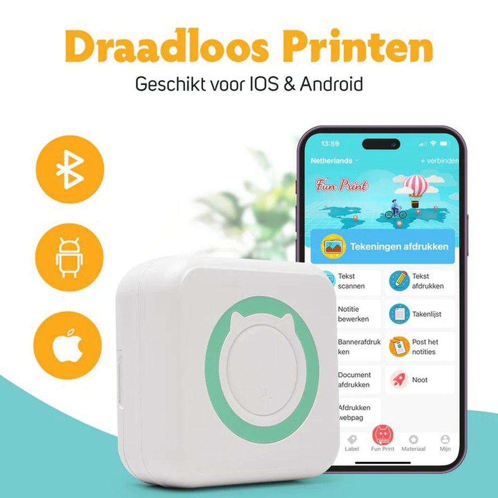 Pora&Co Mini-Fotodrucker für Smartphone, grün