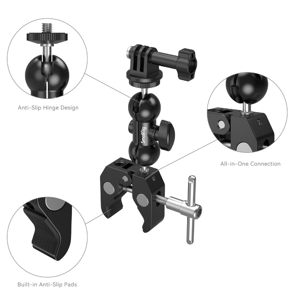 SmallRig 4373 Super-Klemme in Krabbenform mit Kugelkopf-Magic-Arm