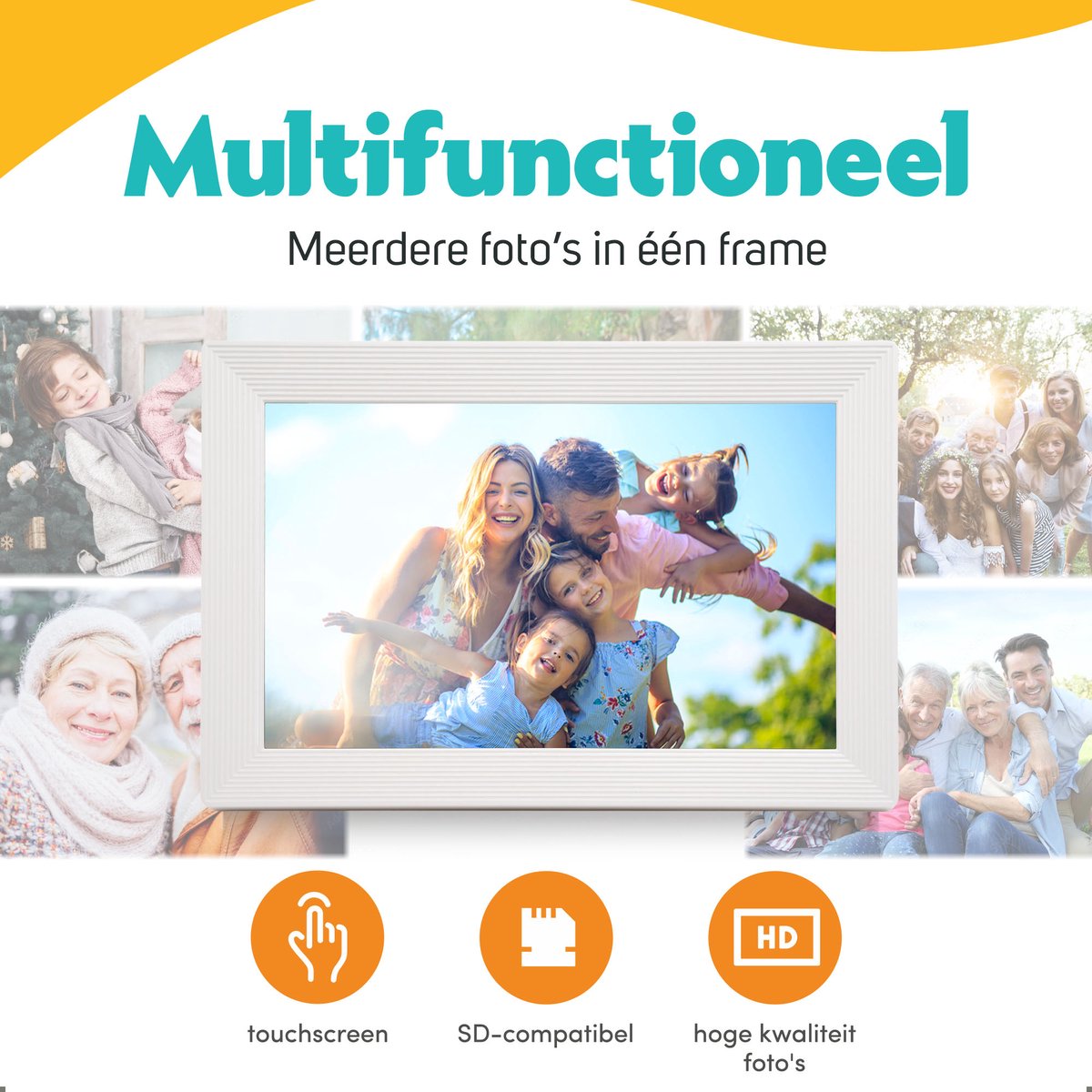 Pora&co Digitaler Fotorahmen mit WiFi & Frameo App 10 Zoll, weiß