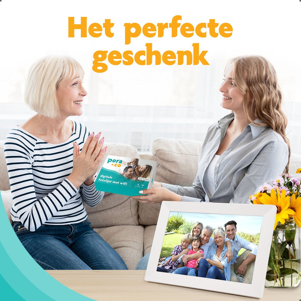 Pora&co Digitaler Fotorahmen mit WiFi & Frameo App 10 Zoll, weiß