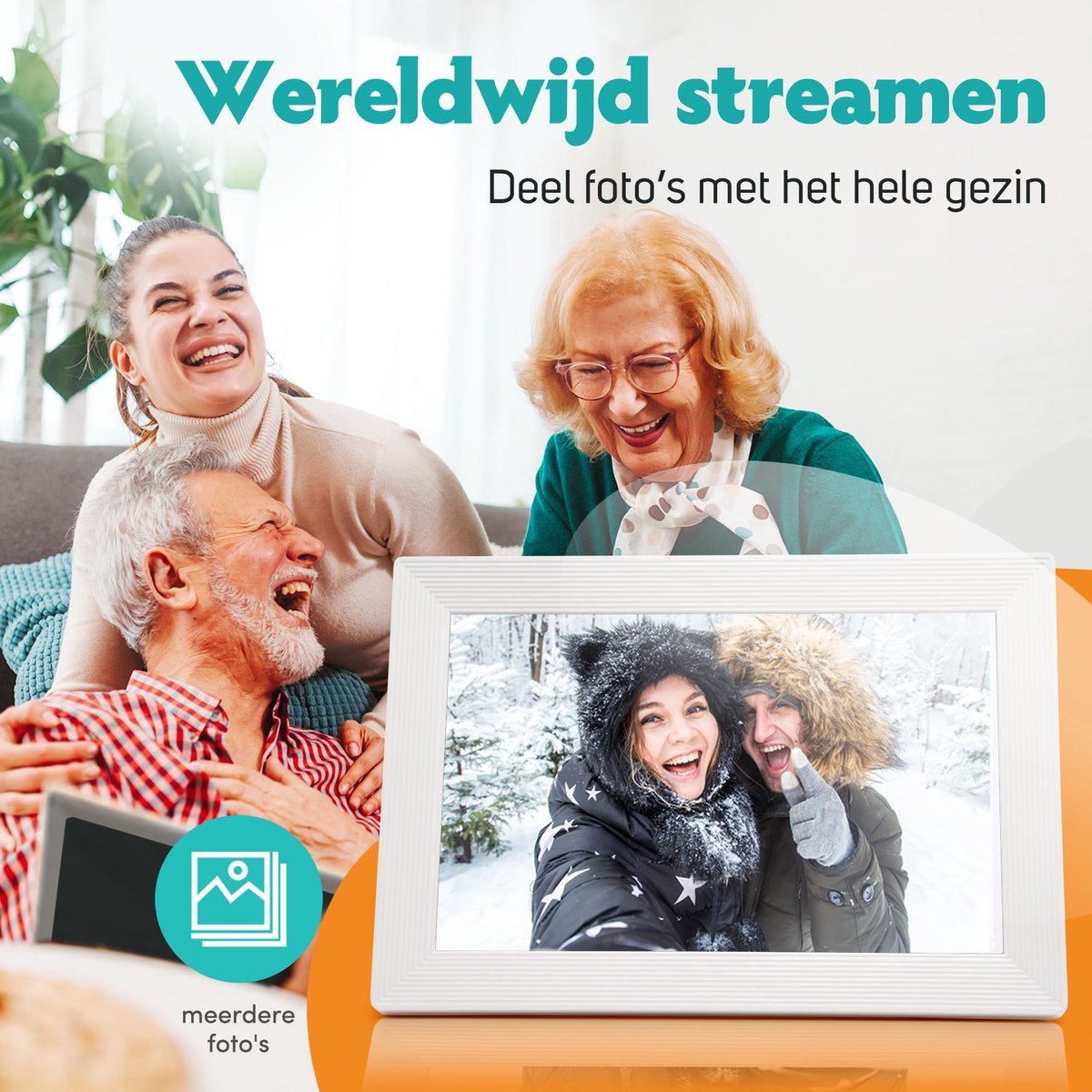 Pora&co Digitaler Fotorahmen mit WiFi & Frameo App 10 Zoll, weiß
