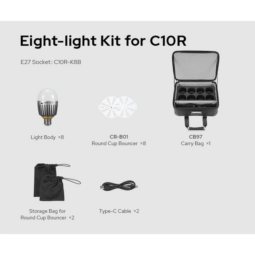 Godox KNOWLED RGBWW C10R Creative Bulb 8 Light Kit (E27)